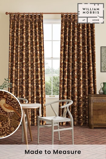 William Morris At Home Natural Strawberry Thief Velvet Made to Measure Curtains (481634) | £119