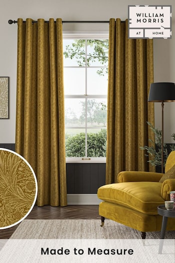 William Morris At Home Ochre Yellow Marigold Velvet Made to Measure Curtains (481743) | £119