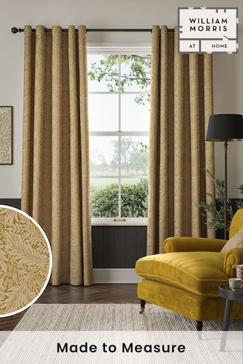 William Morris At Home Ochre Yellow Larkspur Woven Made to Measure Curtains (481809) | £119
