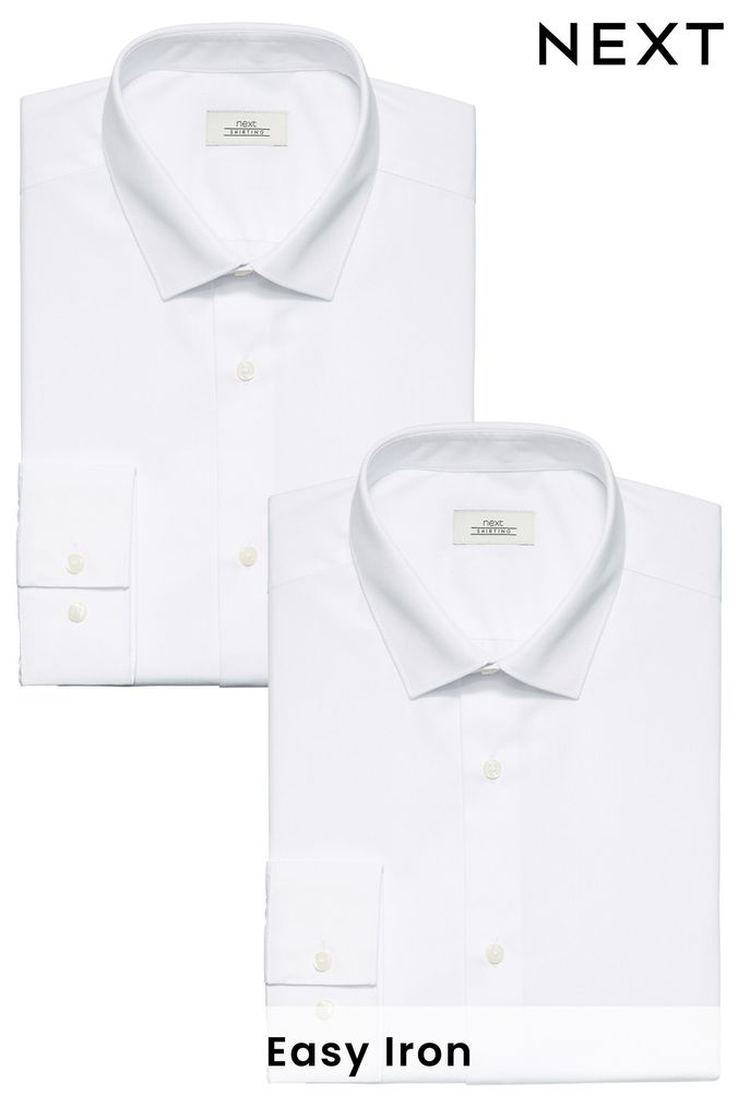 White Slim Fit Single Cuff Shirts 2 Pack (481864) | £36