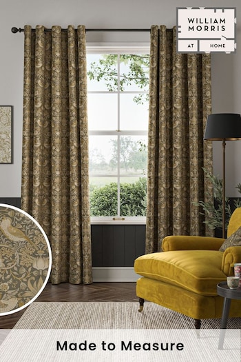 William Morris At Home Flint Grey Strawberry Thief Velvet Made to Measure Curtains (482112) | £119