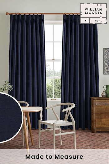 William Morris At Home Indigo Blue Lodden Embroidery Made to Measure Curtains (482436) | £151