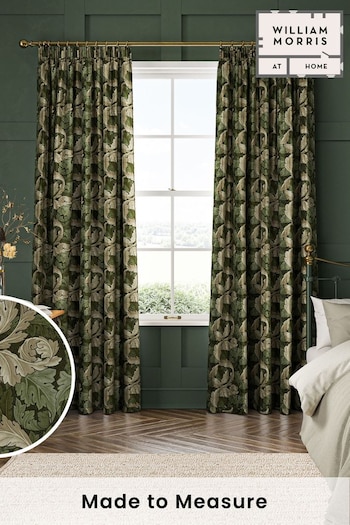 William Morris At Home Green Acanthus Velvet Made to Measure Curtains (482588) | £119