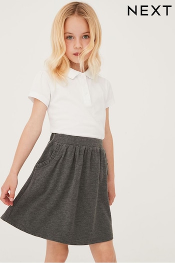 Grey Jersey Stretch Frill Pocket Skater School Skirt (3-16yrs) (482834) | £10 - £16