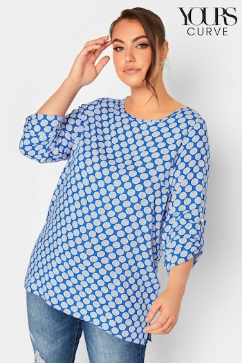 Yours Curve Blue Tab Sleeve Blouse (483153) | £24