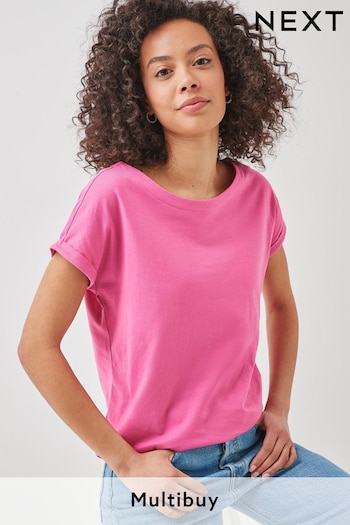 Bright Pink Round Neck Cap Sleeve T-Shirt (483423) | £7.50