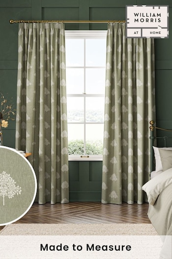 William Morris At Home Green Marigold Tree Embroidery Made to Measure Curtains (483478) | £128