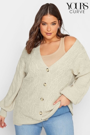 Yours Curve Natural Button Through Knitted Cardigan (483572) | £38