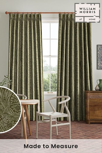 William Morris At Home Sage Green Marigold Velvet Made to Measure Curtains (483750) | £119