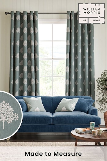 William Morris At Home Blue Marigold Tree Embroidery Made to Measure Curtains (483789) | £128