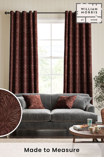 William Morris At Home Berry Red Marigold Velvet Made to Measure Curtains (483982) | £119