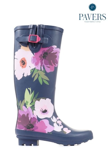 Pavers Blue Floral Print Wellies (484221) | £35