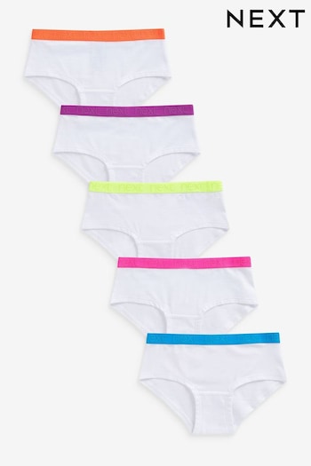 White Fluro Hipsters 5 Pack (2-16yrs) (484247) | £9 - £13