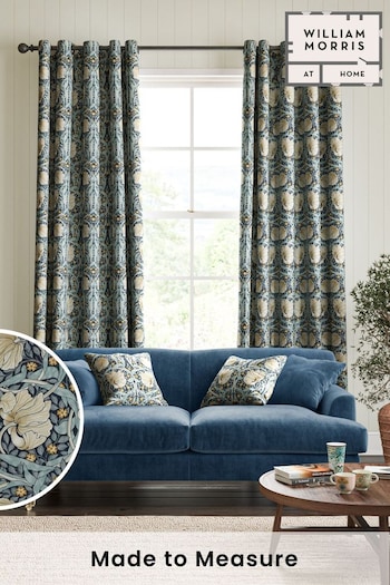 William Morris At Home Indigo Blue Pimpernel Velvet Made to Measure Curtains (484257) | £119