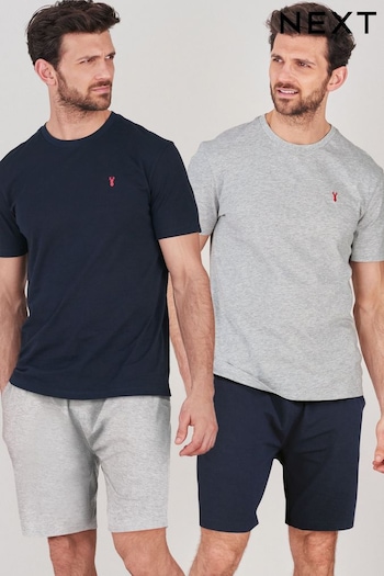 Blue/Grey Shorts Pyjamas Set 2 Pack (484416) | £38