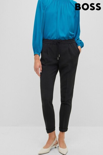 BOSS Black Regular Fit Crease Resistant Japanese Crepe Cropped Trousers Manuela (484427) | £189