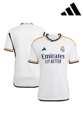 adidas White Real Madrid Home Shirt 2023-24 (484964) | £80