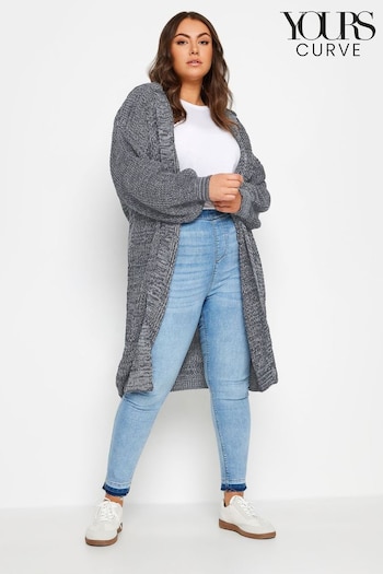 Yours Curve Blue Hooded Longline Cardigan (485279) | £40