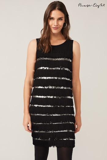 Phase Eight Black Sofianne Sequin Fringe Dress (485298) | £130