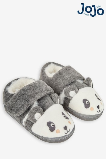 JoJo Maman Bébé Grey BLACK' Panda Easy On Slippers (485952) | £16.50