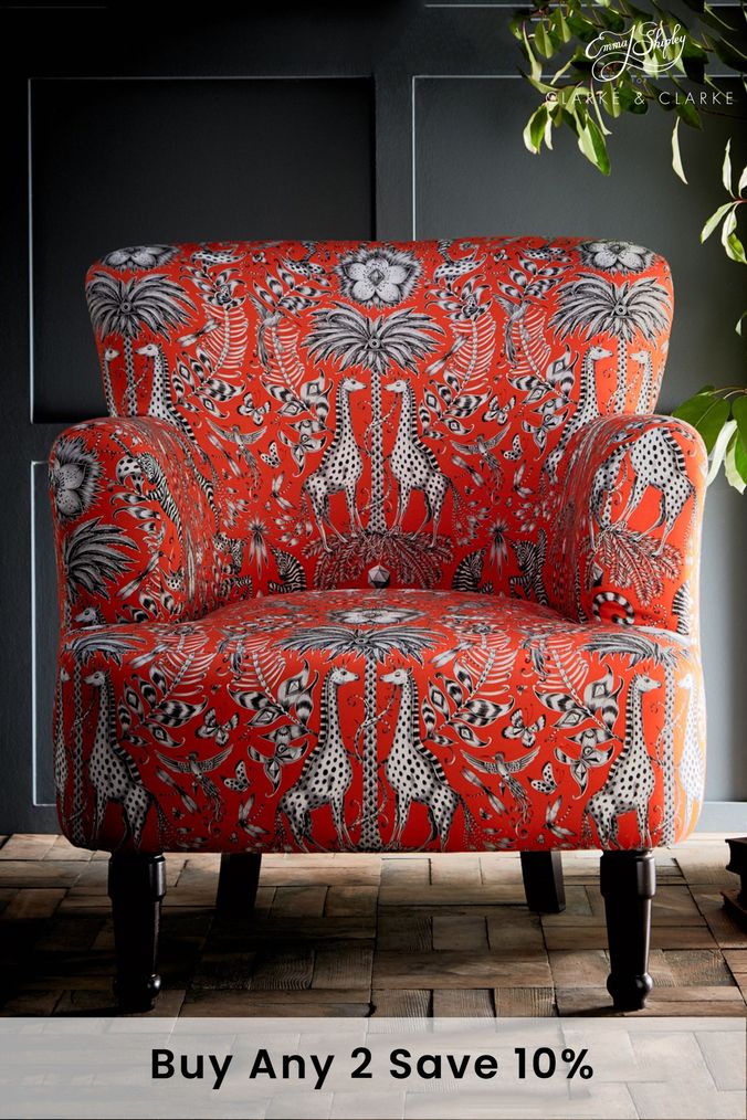 Red pattern shop accent chair