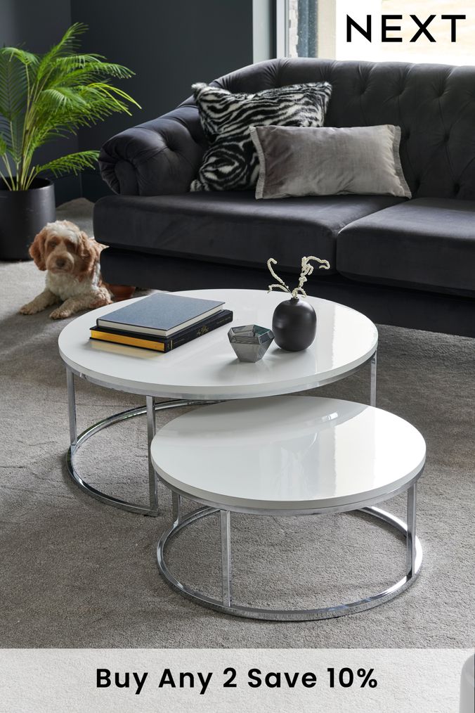 White Mode Gloss Nesting Coffee Table (486713) | £325