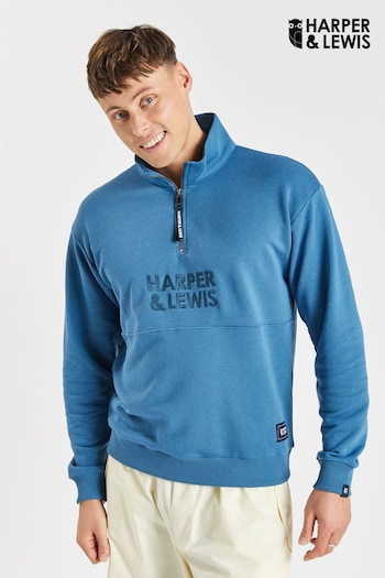 Harper & Lewis Blue Camille 1/4 Zip Sweatshirt (487068) | £48