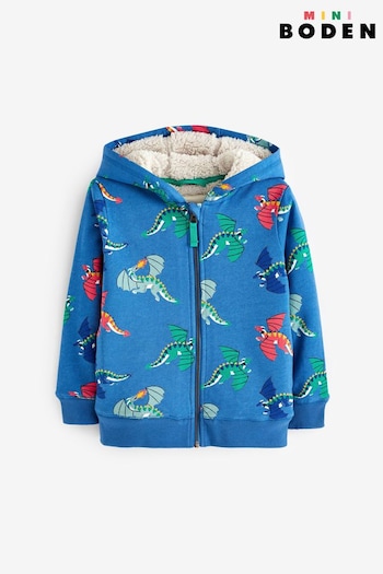 Boden Blue Shaggy-Lined Dragon Printed Hoodie (487697) | £34 - £39