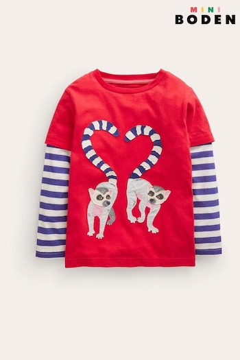 Boden Red Lemur Appliqué T-Shirt (488607) | £21 - £23