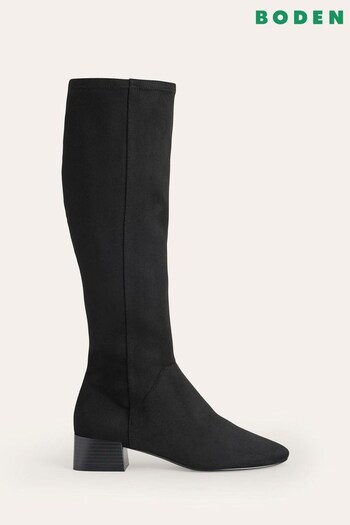 Boden Black Flat Stretch Knee High Boots (489044) | £120