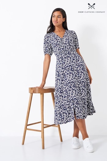 Crew Clothing Company Blue Floral Print Tea Dress (489104) | £89