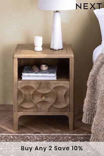 Mid Natural Alba Solid Mango 1 Drawer Bedside Table (489106) | £225