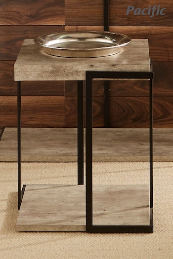 Pacific Black Concrete Effect MDF & Iron Side Table (489123) | £125
