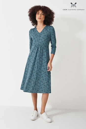 CCrew Beige Clothing Company Blue Floral Print Jersey Dress (489289) | £69