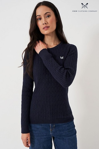 Crew Clothing Company Blue Textured Cotton  Jumper (489381) | £55