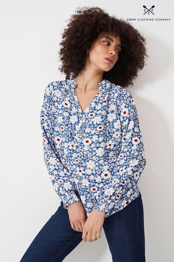 Crew Clothing Crop Frill Neck Floral Blouse (489431) | £59