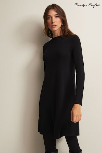 Phase Eight Vickie Fine Knit Black Mini Dress (489687) | £99