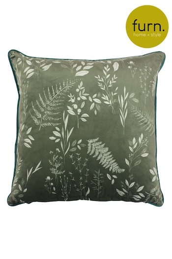 furn. Sage Green Fearne Botanical Polyester Filled Cushion (489798) | £20