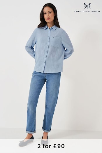 Crew Clothing Company Blue  Cotton Relaxed Shirt (489870) | £49