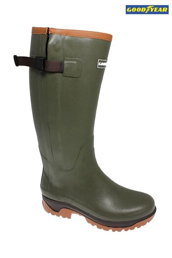 Goodyear Green Neoprene Lined Wellington Boots With Zip (490059) | £85