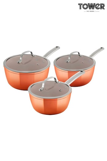 Tower 3 Piece Copper Copper Forged Saucepan Set (490300) | £80