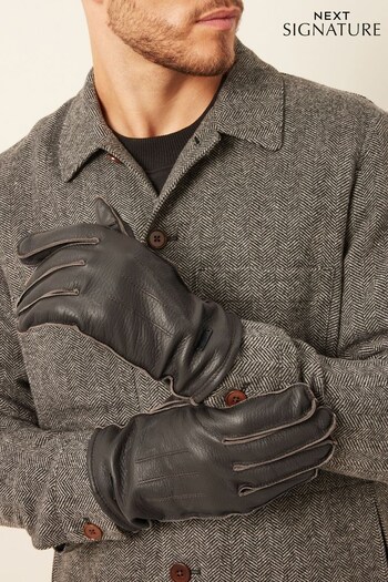 Brown Signature Cashmere Lined Leather Gloves (490434) | £30