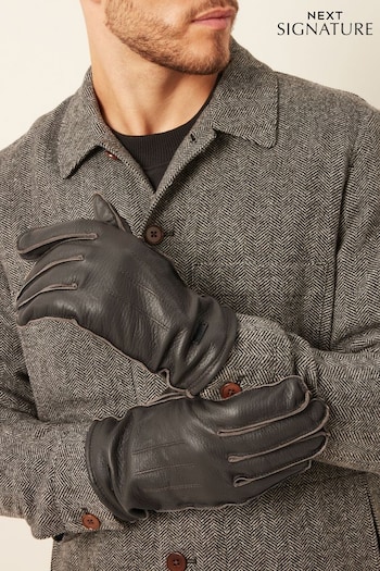 Brown Signature Cashmere Lined Leather Gloves (490434) | £30