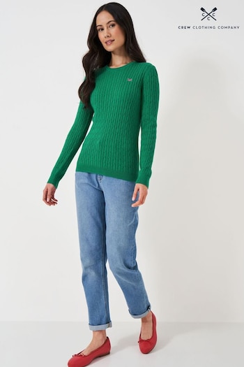 Crew Clothing Company Jade Green Textured Cotton Jumper (490587) | £55