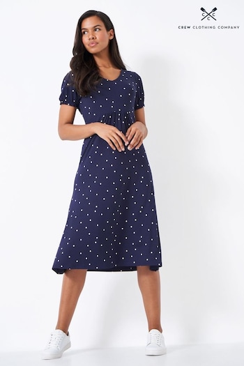 Crew Clothing Company Blue Spot Jersey Dress (490617) | £65