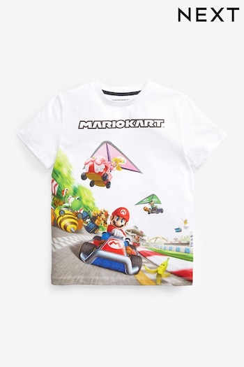 White Mario Kart Gaming T-Shirt (3-16yrs) (490631) | £13 - £16