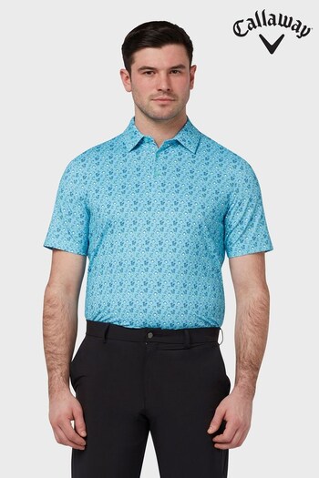 Callaway Apparel Blue Golf All-Over Drinks Novelty Print Polo Shirt (490839) | £45