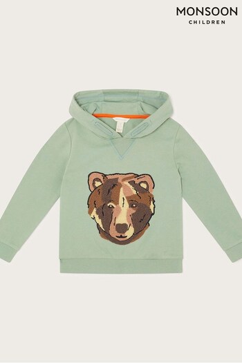 Monsoon Green Bear Hoodie (491109) | £24 - £30
