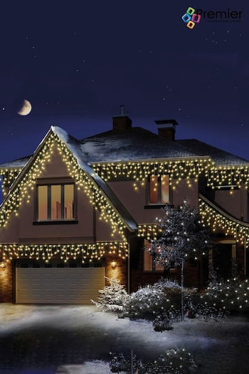 Premier Decorations Ltd Warm White LED Snowing Icicles With Timer Christmas Lights (491272) | £90
