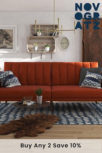 Novogratz Orange Brittany Linen Sofa Bed (491296) | £515